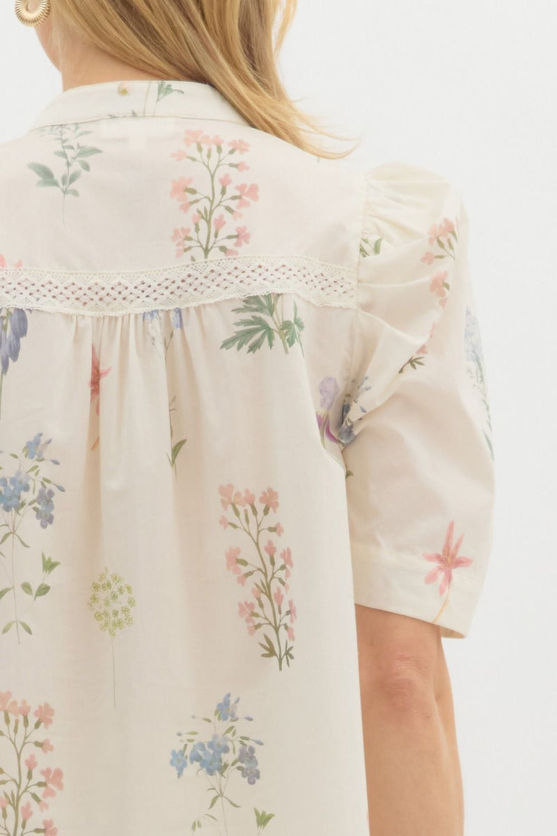 WHIMS FLORAL BLOUSE- CREAM