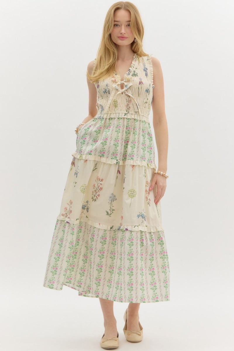 WHIMS TIERED MIDI DRESS- CREAM