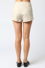CORA LINEN MINI SHORTS- NATURAL