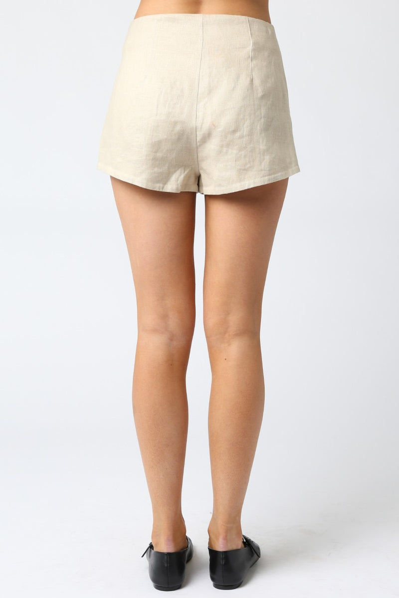 CORA LINEN MINI SHORTS- NATURAL