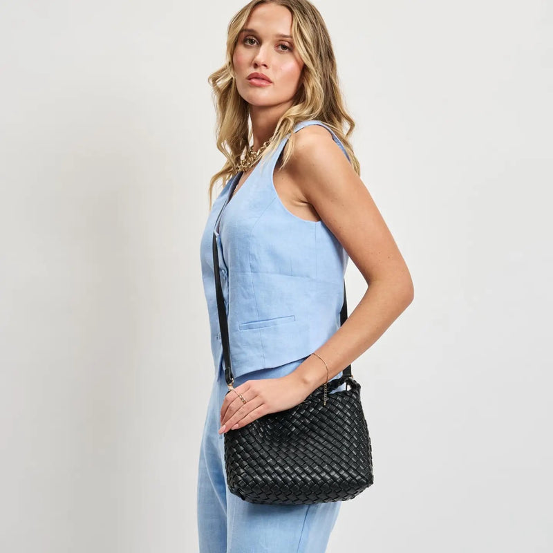 KAIA WOVEN PURSE- BLACK