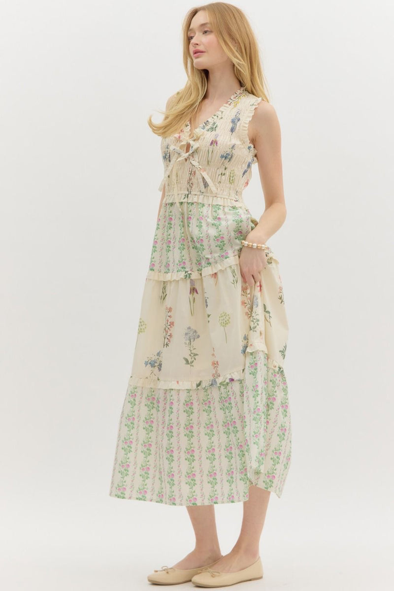 WHIMS TIERED MIDI DRESS- CREAM