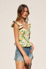 LEMON CORSET RUFFLE TOP- LEMON