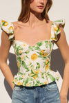LEMON CORSET RUFFLE TOP- LEMON