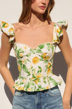 LEMON CORSET RUFFLE TOP- LEMON
