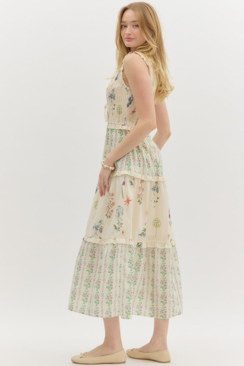 WHIMS TIERED MIDI DRESS- CREAM