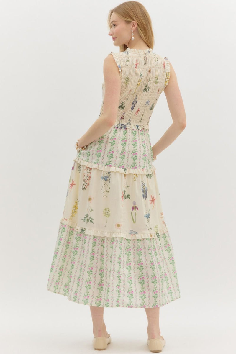 WHIMS TIERED MIDI DRESS- CREAM