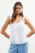 BURNOUT RUFFLE CAMI- WHITE