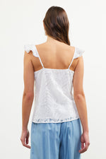 BURNOUT RUFFLE CAMI- WHITE