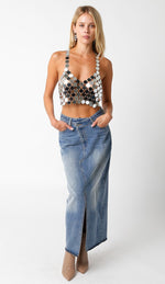 DIXIE DENIM MIDI SKIRT- DENIM