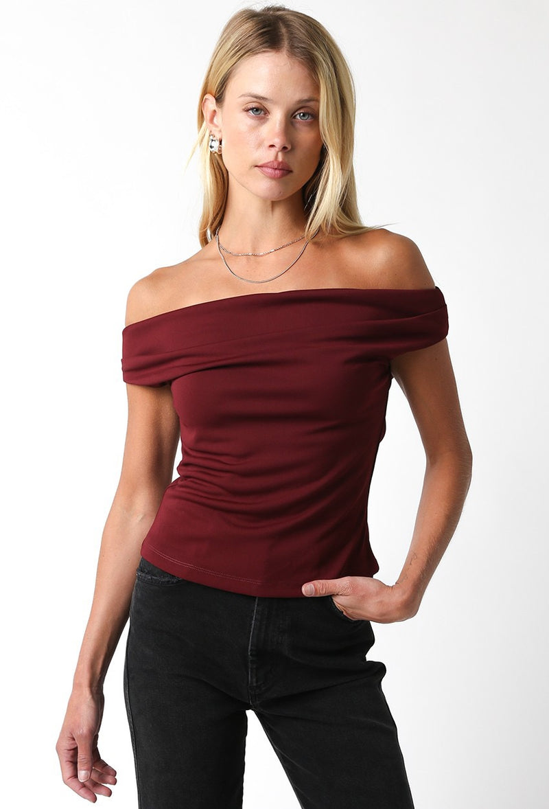 MACEY TOP- BURGUNDY