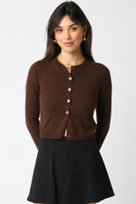 GIANNA KNIT CARDIGAN- BROWN