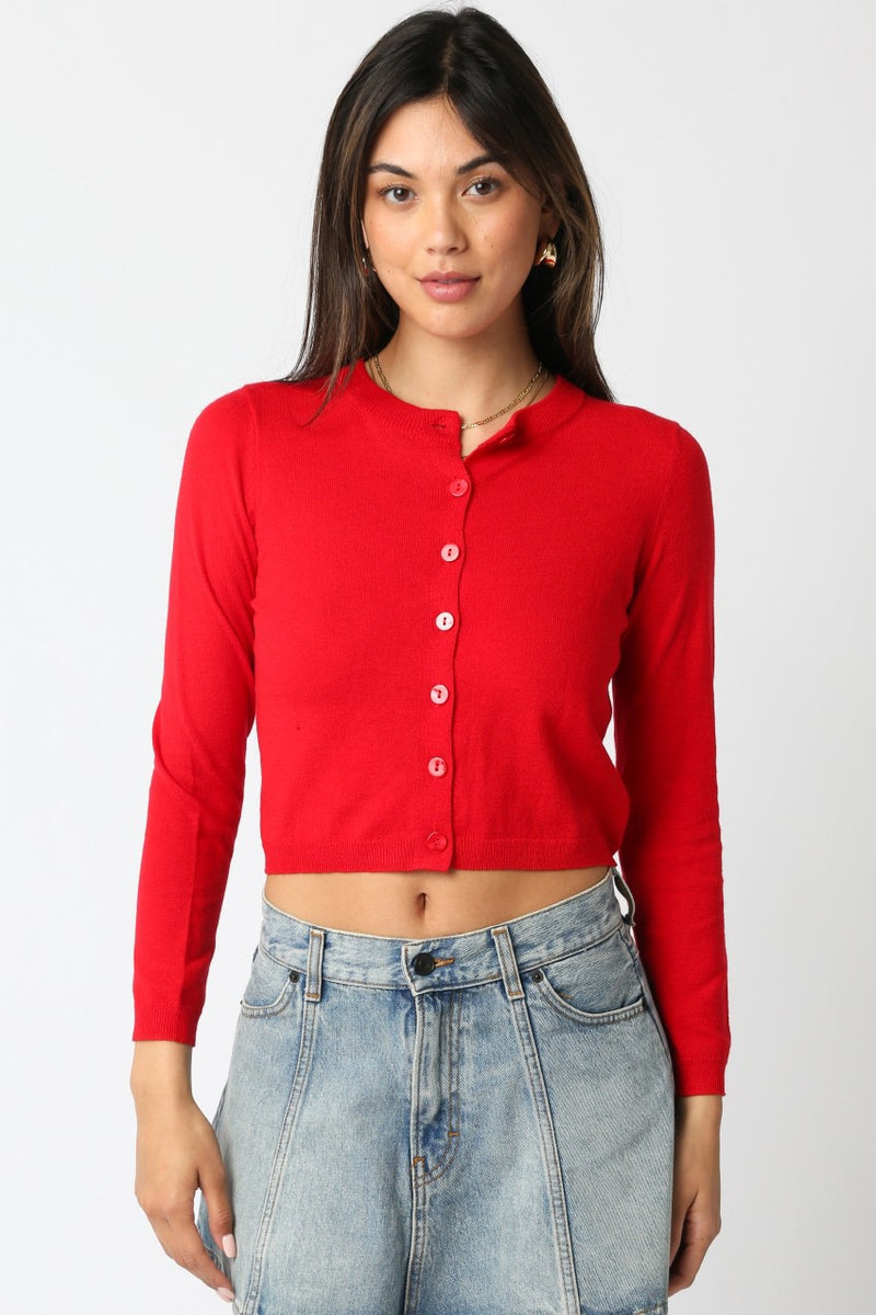 GIANNA KNIT CARDIGAN- RED
