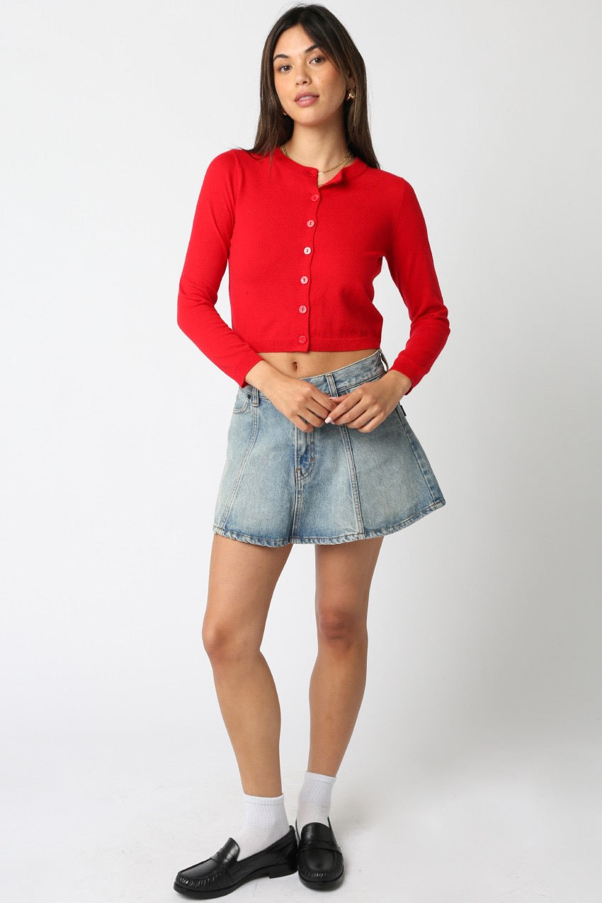 GIANNA KNIT CARDIGAN- RED
