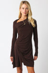SELAH DRAPE DRESS- BROWN