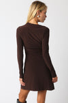 SELAH DRAPE DRESS- BROWN