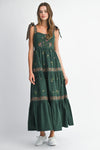 EMBROIDERED TIERED MAXI DRESS- HUNTER