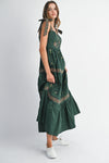 EMBROIDERED TIERED MAXI DRESS- HUNTER