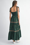 EMBROIDERED TIERED MAXI DRESS- HUNTER