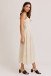 DOTTED MIDI CAMI DRESS- BROWN/CREAM