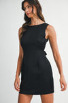 LUXE BOW BACK MINI DRESS- BLACK
