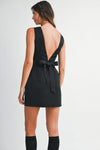 LUXE BOW BACK MINI DRESS- BLACK