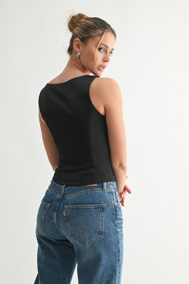 REFINED CORSET TOP- BLACK