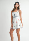 EMBROIDERED EYELET MINI DRESS- WHITE