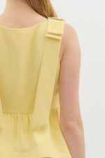BOW SHOULDER PEPLUM TOP- YELLOW
