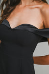 OFF SHOULDER SWEETHEART MINI DRESS- BLACK