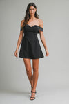 OFF SHOULDER SWEETHEART MINI DRESS- BLACK