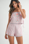 CARMEN EMBROIDERED SHORTS- MAUVE