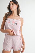 CARMEN EMBROIDERED SHORTS- MAUVE