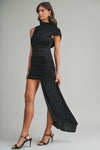 ONE SHOULDER SIDE TAIL MINI- BLACK