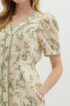PAISLEY MIDI SCALLOPED DRESS- OLIVE