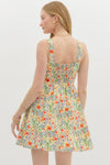FLORAL MINI FLARE DRESS- RED MULTI