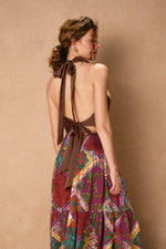 SATIN HALTER TOP- RUM