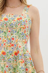 FLORAL MINI FLARE DRESS- RED MULTI
