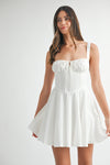 POPLIN BUSTIER LACE UP MINI DRESS- WHIT4E