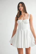 POPLIN BUSTIER LACE UP MINI DRESS- WHIT4E