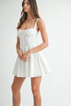POPLIN BUSTIER LACE UP MINI DRESS- WHIT4E