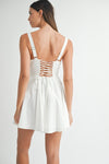 POPLIN BUSTIER LACE UP MINI DRESS- WHIT4E