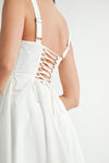 POPLIN BUSTIER LACE UP MINI DRESS- WHIT4E