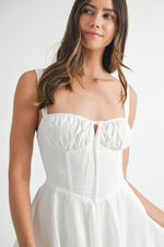 POPLIN BUSTIER LACE UP MINI DRESS- WHIT4E