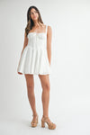 POPLIN BUSTIER LACE UP MINI DRESS- WHIT4E