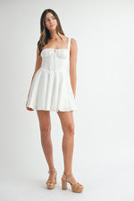 POPLIN BUSTIER LACE UP MINI DRESS- WHIT4E
