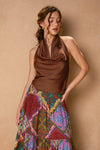 SATIN HALTER TOP- RUM
