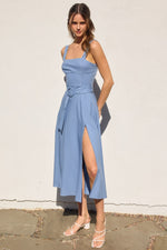 HEAVEN SENT BELTED DRESS- BLUE HARBOR