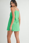 SCALLOP CONTRAST MINI DRESS- GREEN