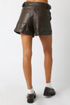 TESS FAUX LEATHER SHORTS- BROWN
